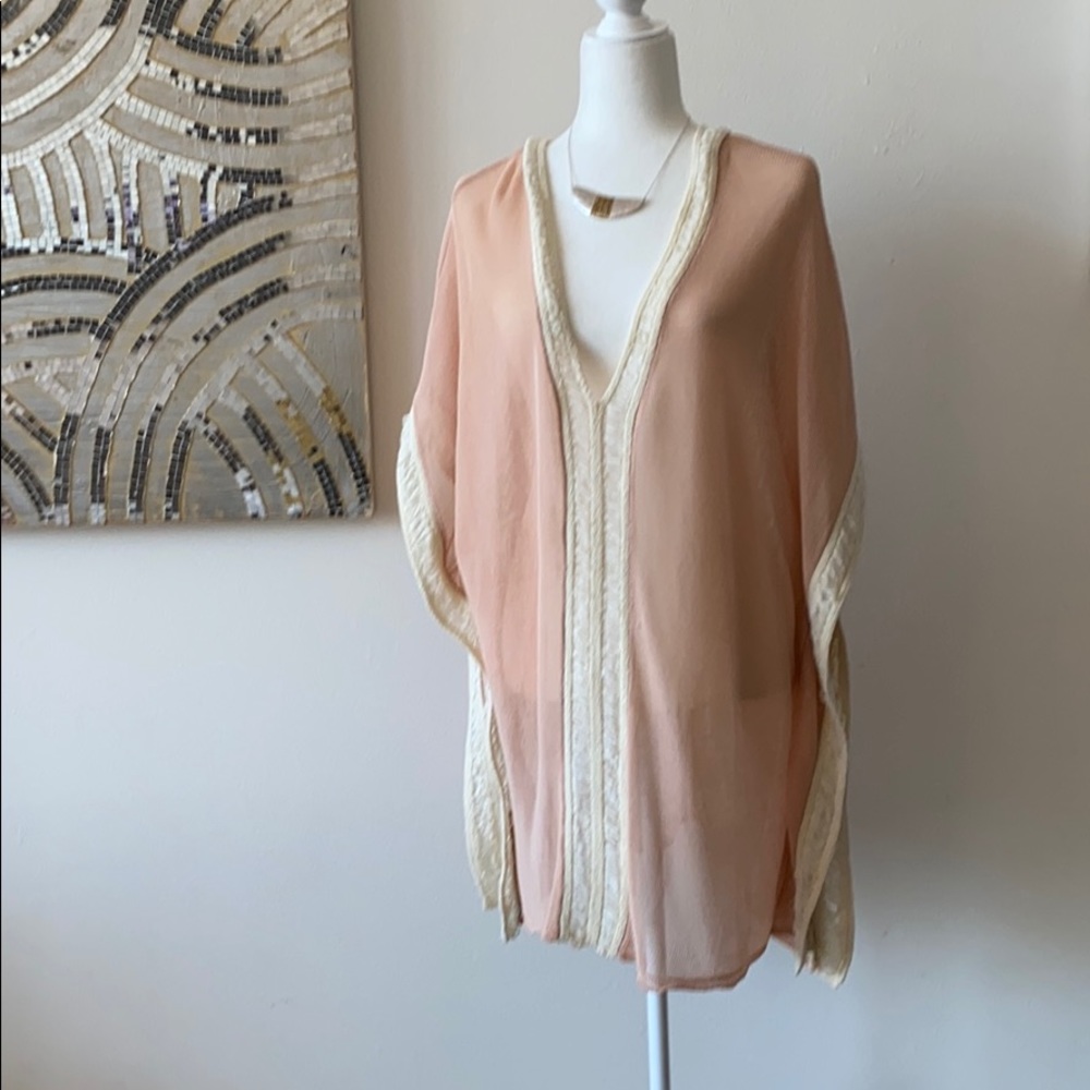 Zara - knit blush pink & white poncho shawl dress - Picture 7 of 7